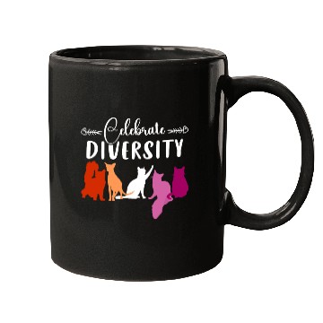 Discover Celebrate Diversity Lesbian Pride LGBTQ Cat Lover Mugs