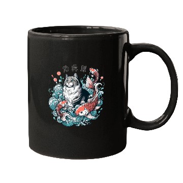 Discover Flow with Grace - Majestic Cat & Koi Fish Mugs