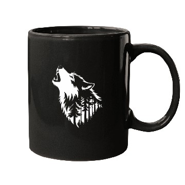Discover Howling Wolf & Forest Silhouette Mugs