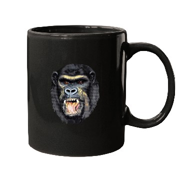 Discover Fierce Gorilla Head Design, Wild Animal Art Mugs