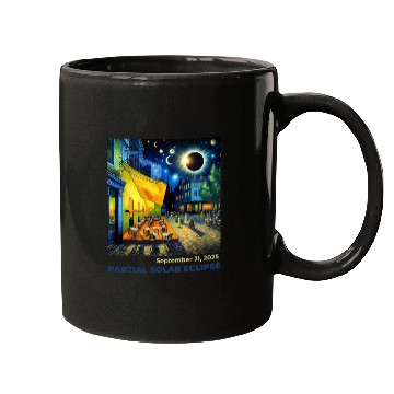 Discover Partial Solar Eclipse Night Scene Art September Mugs
