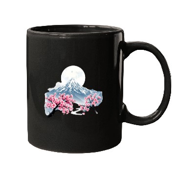 Discover Japanese mount fuji Sakura tree Cherry blossom Mugs
