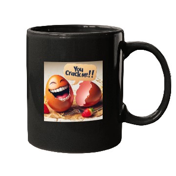 Discover A cracked Easter egg laughing with the caption Mugs