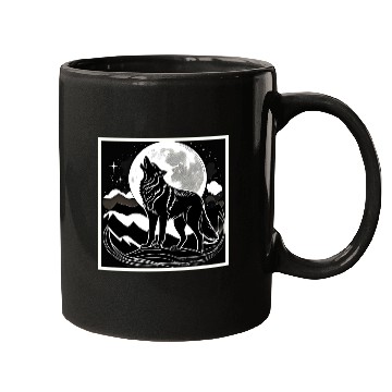 Discover Night Wolf Silhouette Design Mugs