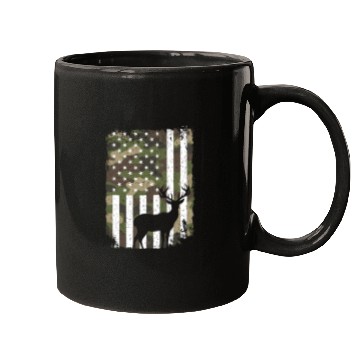 Discover Deer Buck Hunting Camo US Flag Hunter Camouflage Mugs