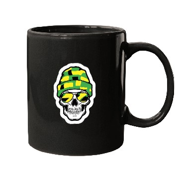 Discover Human Skull Wearing Green Beanie Mugs