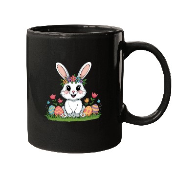Discover Easter Bunny Flower Crown Spring Eggs Mugs