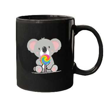 Discover Cute koala with a colorful lollipop Mugs