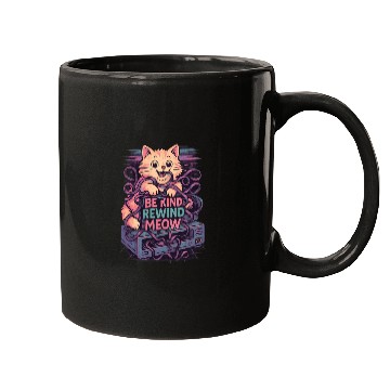 Discover Be Kind Rewind Meow Retro Vibe 80s 90s VHS Mugs