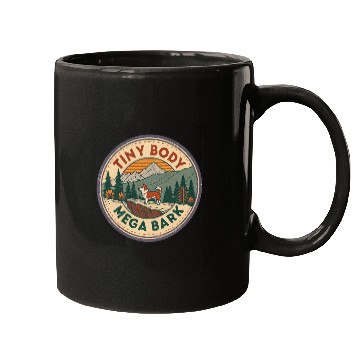 Discover Tiny Body Mega Bark Corgi Adventure Retro design Mugs
