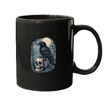 Discover Nevermore Raven Skull Gothic Poe Poetry Mugs
