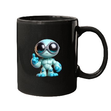 Discover Blue Alien Robot with Goggles Mugs