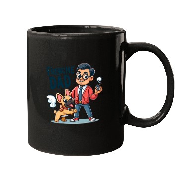 Discover Frenchie Dad Cartoon Design Mugs