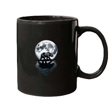 Discover Bear Silhouette Under Full Moon – Wilderness Wildl Mugs