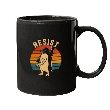 Discover Funny Protest Against Tariffs Resist Penguin Mugs