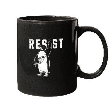 Discover Funny Protest Against Tariffs Resist Penguin Mugs