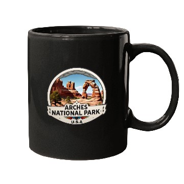 Discover Arches National Park USA Logo Mugs
