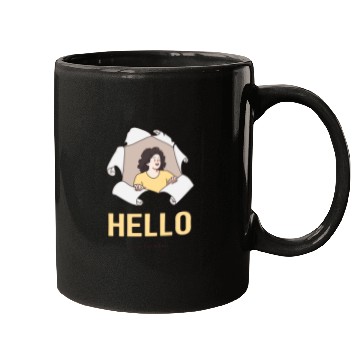 Discover Hello Quote with Peeking Character – Fun Greeting Mugs