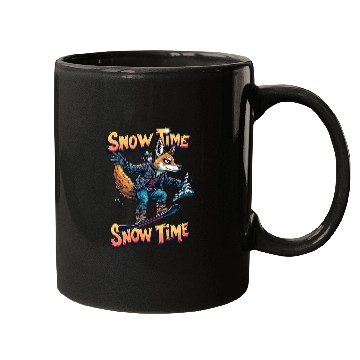 Discover Snow Time Snowboarding Fox Adventure Artwork Mugs
