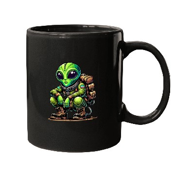Discover Funny cartoon Chill Alien in Space Suit Mugs