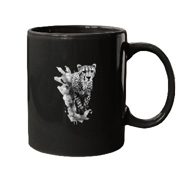 Discover Cheetah: Black and White Art Design Mugs