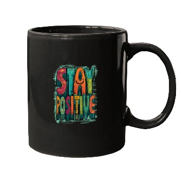 Discover Stay Positive – Retro Color Block Text Mugs