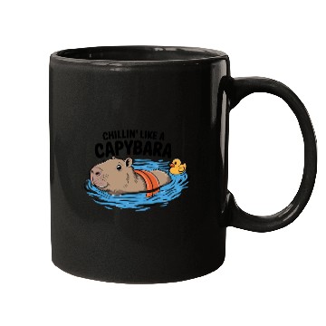 Discover Chillin' Like A Capybara Relaxing Vibes Graphic Mugs