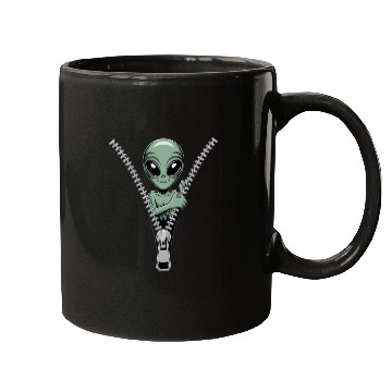 Discover Playful Alien Zipper Surprise for Sci-Fi Mugs