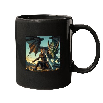 Discover Warrior Woman & Dragon Mugs