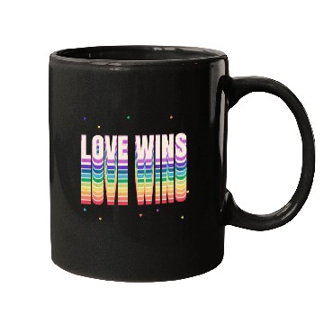 Discover Love Wins Retro Rainbow Pride Typography Mugs