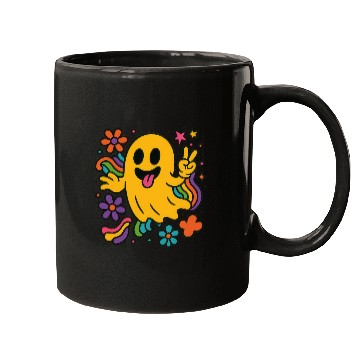 Discover Vibrant Ghost with Rainbow Accents Mugs