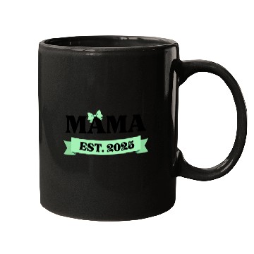 Discover Mama Est. 2025 - Light Green Bow Maternity Design Mugs