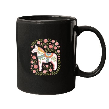 Discover Swedish Spring Dala Horse Floral Art Mugs