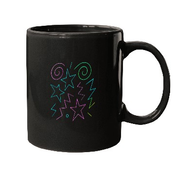 Discover Neon Glow Stars & Swirls Pattern Mugs