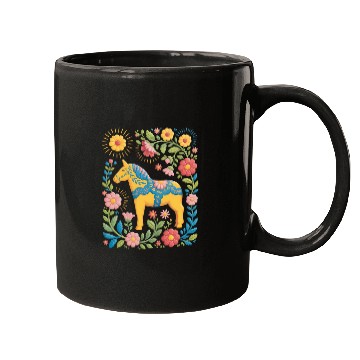 Discover Sunny Summer Dala Horse with Flowers Mugs