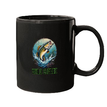 Discover Leaping Largemouth Bass - Wild & Free Art Mugs