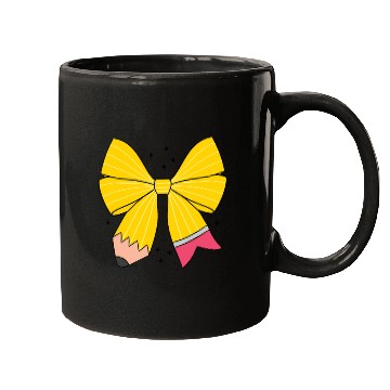 Discover Retro Pencil Coquette Bow Teacher Mugs