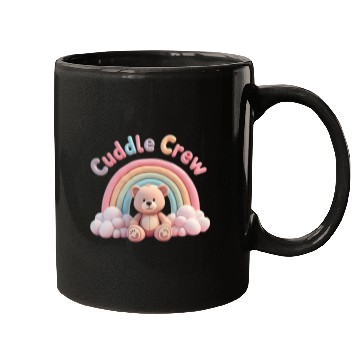 Discover Soft teddy bear sitting under a rainbow Mugs