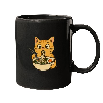 Discover Cat Eating Ramen Mugs