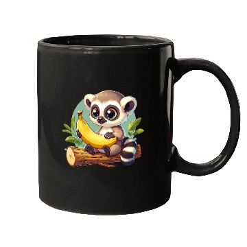 Discover Raccoon with a banana Mugs
