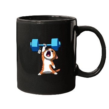 Discover Workout Strength! Tiny Warrior Cat Huge Muscles. Mugs
