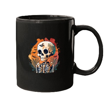 Discover Sunset Skeleton with Retro Vibe Mugs
