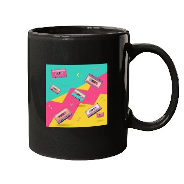 Discover Retro Cassette Tape Pattern Mugs