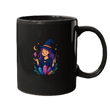 Discover Mystical Crystal Witch Illustration Mugs