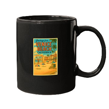 Discover Venice Beach Vintage Postcard Mugs
