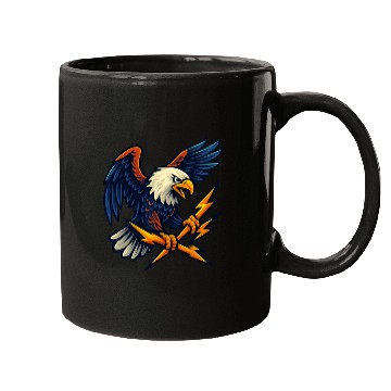 Discover Bald Eagle with Lightning Bolts Mugs Design