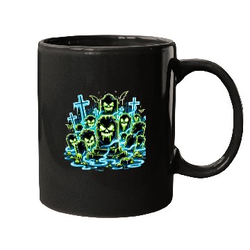 Discover Neon Tomb Uprising – Glowing Graveyard Ghouls Mugs