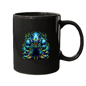 Discover Neon Alpha Howler – Electric Werewolf Rage Mugs