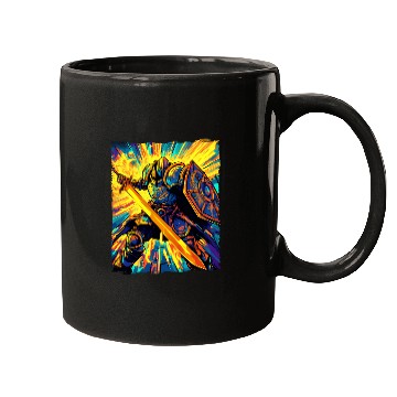 Discover Epic Fantasy Knight In Vibrant Battle Energy Art Mugs