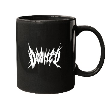 Discover DOOMED, Black, Dark, Sharp, Metal, Gothic, Design Mugs